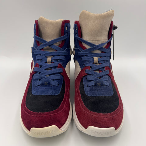 Chanel CC Logo Suede High Women's 'Burgundy Blue Multi' | EU 39.5 / US W 9.5
