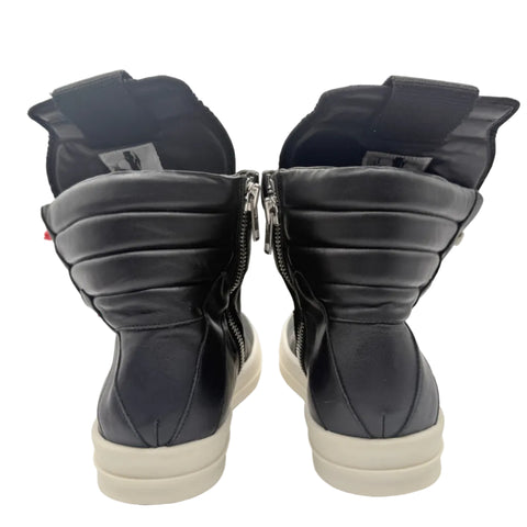 Rick Owens Geobasket Leather Sneakers 'Black Milk' | US M 10