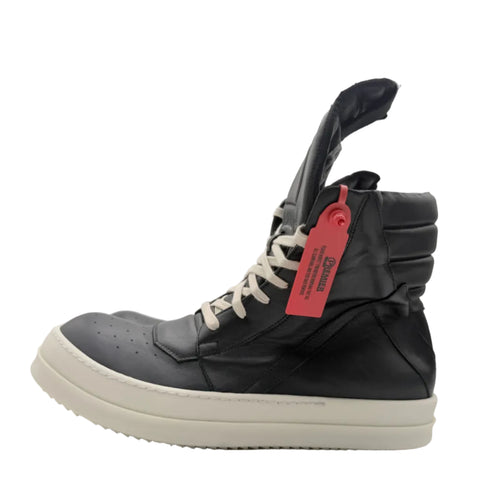 Rick Owens Geobasket Leather Sneakers 'Black Milk' | US M 10