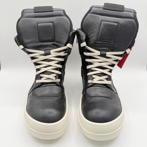 Rick Owens Geobasket Leather Sneakers 'Black Milk' | US M 10