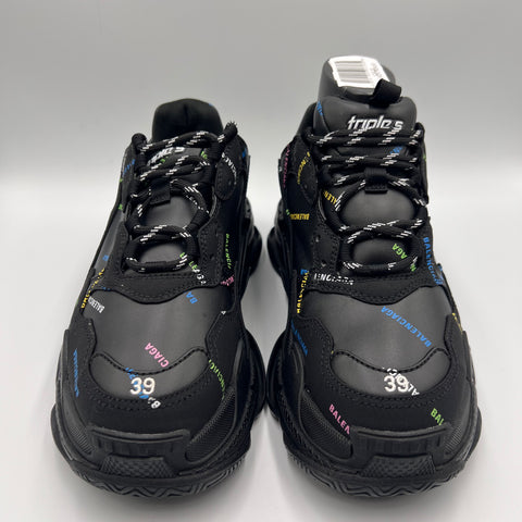 Balenciaga Triple s `Allover Logo Black` | EU 39 / US M 6