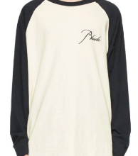 Rhude Raglan Logo Long Sleeve Shirt 'Black Cream' | US M (Medium)